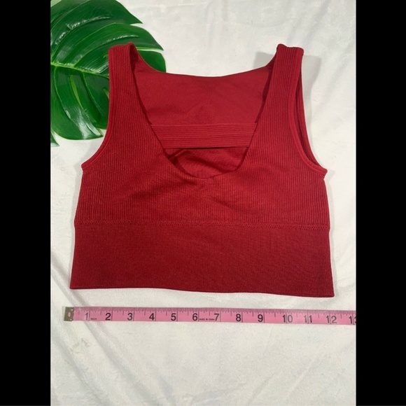 NEW Zella Seamless Ribbed Cropped Sports Bra Top in Red [SZ‎ Medium ] - Picture 6 of 8